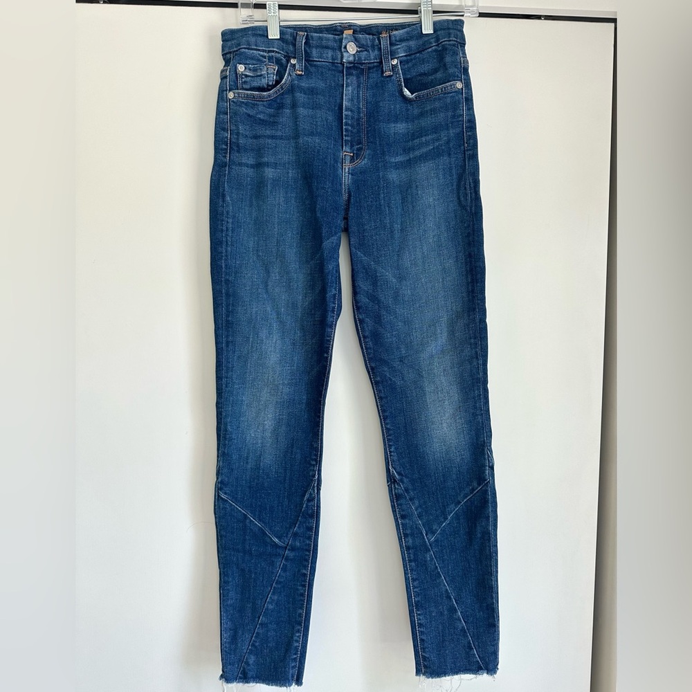 7 For All Mankind High Waisted Ankle Skinny Jeans, raw hem, size 27, NWOT